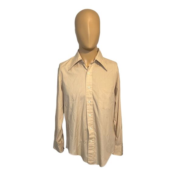 Vintage 70s Bardon Jandy Place Mens Khaki Long Sleeve Button Down Comfort Blend - Picture 2 of 6